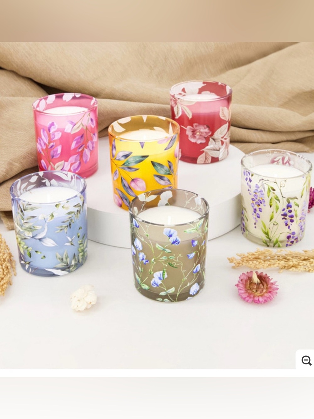 Simply Indulgent 7oz Floral Glass Candle Set, 6-pack